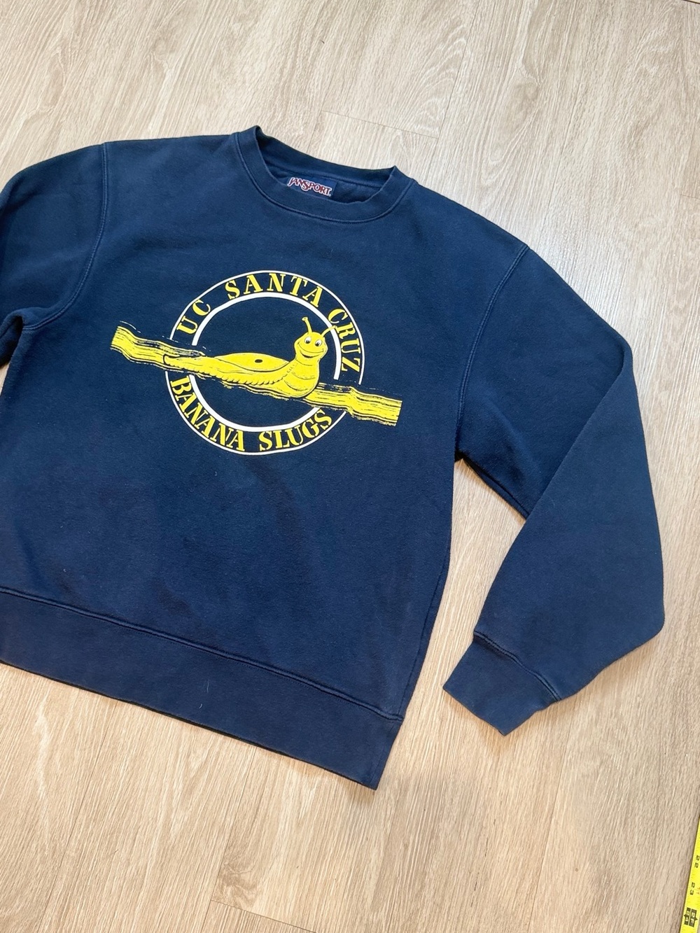 JanSport Navy Crewneck Sweatshirt with Yellow UC Santa Cruz Banana Slugs Logo